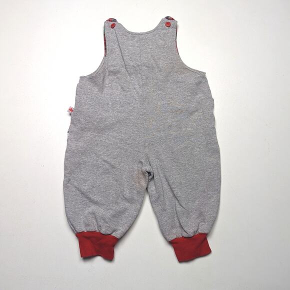 Vintage Jumpsuit Boys Size 18-24m Gray Red Plaid Romper - Picture 3 of 8